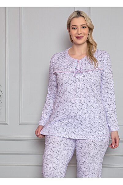 Intisimo Women's Pajamas, 100% Cotton, Plain, Large Size, Purple - XL