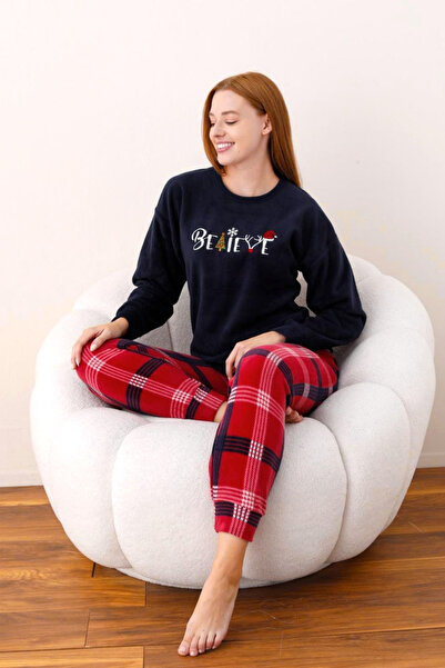 Intisimo Pijamale de iarnă pentru femei, fleece, super moi, Believe, bleumari...