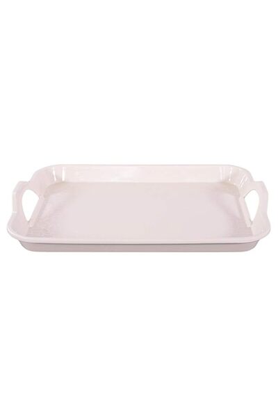 Generic Royalford RF5065 Melamine White Pearl Handle Tray, 17.5 Inch