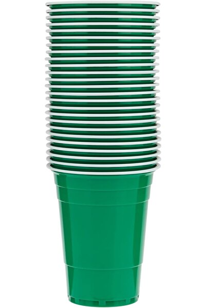Hotpack Green Plastic Cups, 16 oz, Durable Disposable Cold Drink Cups for Par...