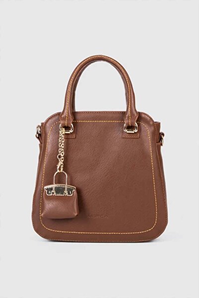 MORCA Women's Hand and Shoulder Bag with Gold Detailed Strap, Tan