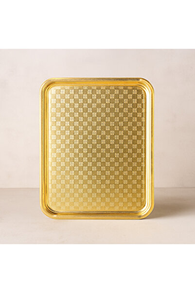 ALSAIF KITCHEN Large Gold Aluminum Serving Tray – 40x29 cm | Lightweight, Dur...