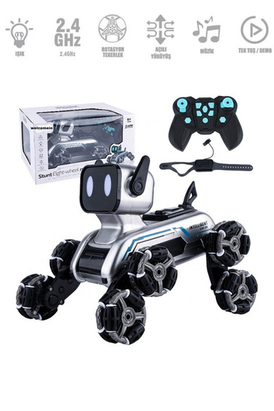 welcomein Oyuncak Şarjlı 2.4 Ghz Bilekten Kontrol Uzaktan Kumandalı Buharlı 8 Teker Çılgın Akrobat Köpek Araba