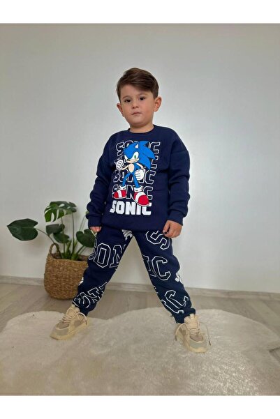 aybabykids Sonic Printed Hooded Boys' Tracksuit Set Two-Piece Set