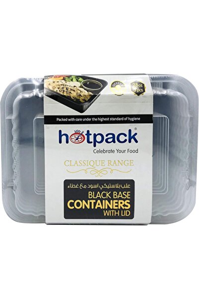 Soft N Cool , Hotpack - 5 Pieces Black Base Rectangular Microwavable Containe...
