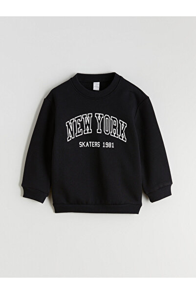 LC Waikiki Φούτερ για αγόρια LCW Kids Black Crew Neck New York με τύπωμα W5MR...