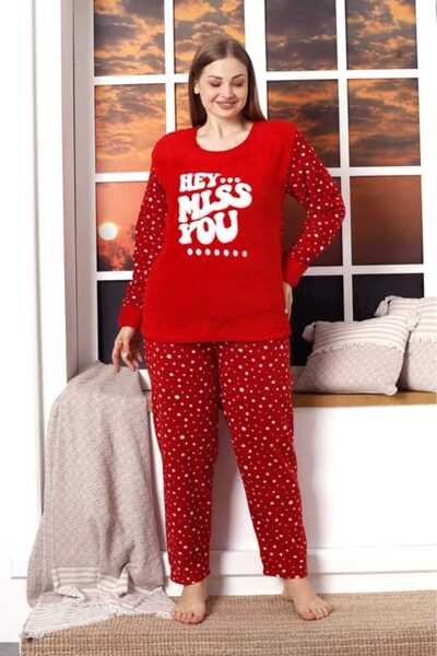 Intisimo Pijamale pentru femei, pufoase, Cocolino, Miss You, roșii - XL