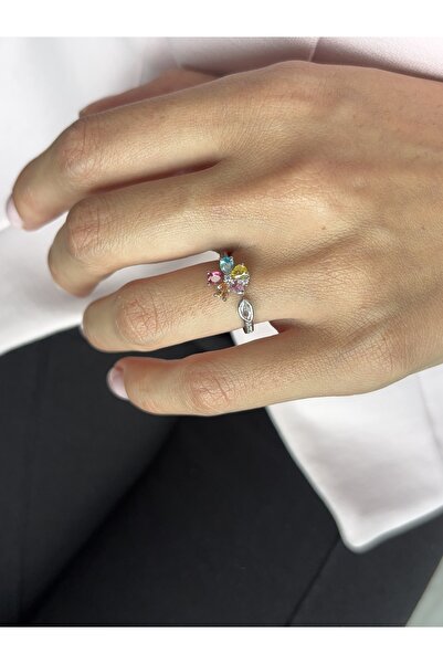 Ressia Princess Model Colorful Zircon Stone Daisy Ring