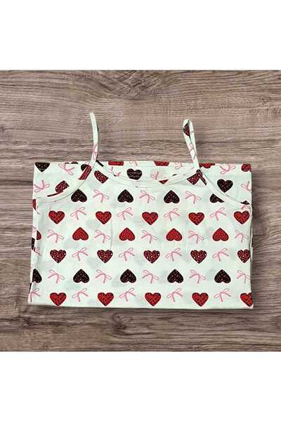 ESTA STORE White Heart Patterned Strap Tank Top