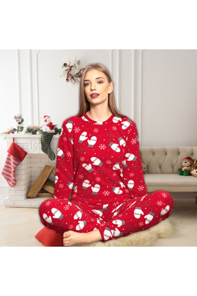 Intisimo Pijamale pentru femei, material polar, pufoase, fleece, imprimeu de ...