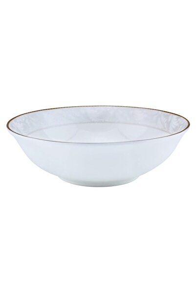 Generic Shallow Porcelain Elegance Bowl with Gold Rim, White, 23 cm, TS-H1-34