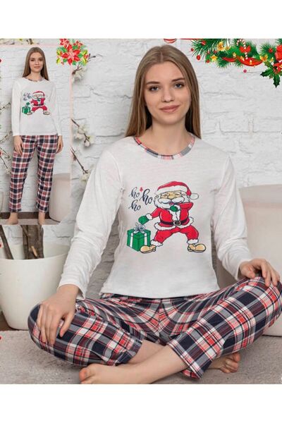 Intisimo Γυναικείες Πιτζάμες, Χριστουγεννιάτικη Συλλογή, HO-HO-HO, Λευκό/Κόκκ...