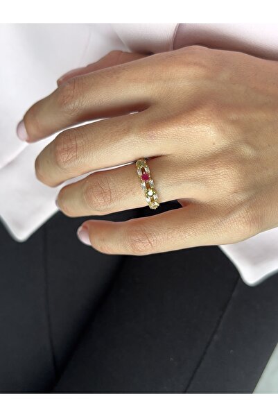 Ressia Rectangular Colored Baguette Stone Row Ring |