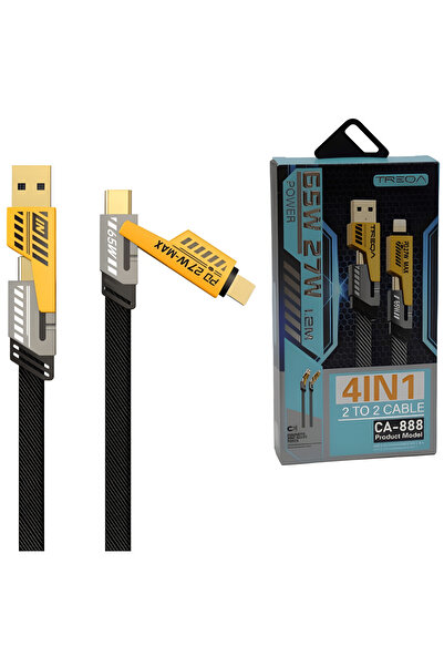 Tim 4 in 1 USB-C / Lightning / MicroUSB Cable, Fast Charge up to 65W, Data Transfer 480 Mbps