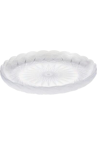 Soft N Cool Hotpack Disposable Plastic Elegant Crystal Clear Food Serving Plate 27cm, 5 Pieces