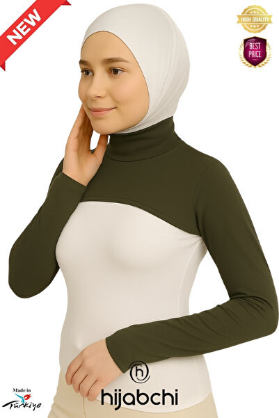 hijabchi Комір з коміром - Рибальський комір з віскози та лайка - Хакі