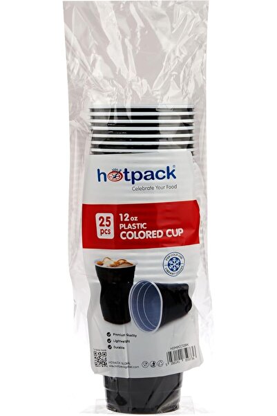 Hotpack Black Plastic Cups, 12 oz, Durable Disposable Cold Drink Cups for Parties and Events