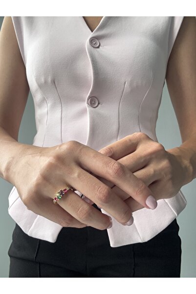 Ressia Princess Model Asymmetrical Multi-Colored Ring