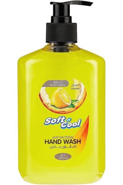 Soft N Cool غسول اليدين السائل برائحة الليمون ٥٠٠ مل | حماية من الجراثيم بنسب...