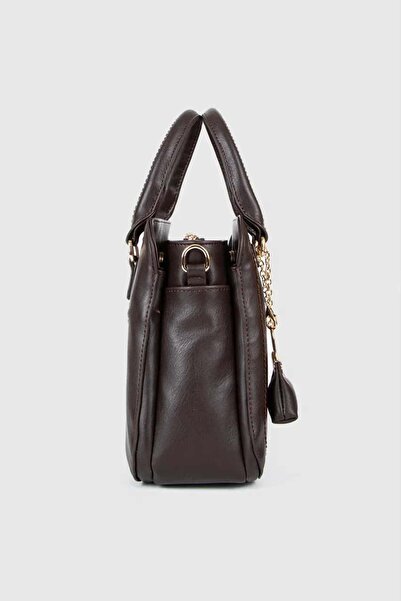 MORCA Women's Hand and Shoulder Bag with Gold Detailed Strap, Brown