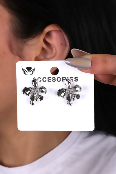 LOWEN AKSESUAR Silver Color Flower Women Earrings