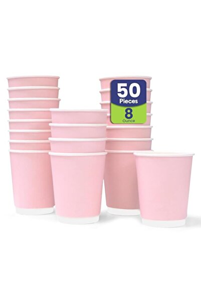 Generic SNH Packing Disposable Double Wall Paper Coffee Cups 50-Pack, 8 oz Ca...