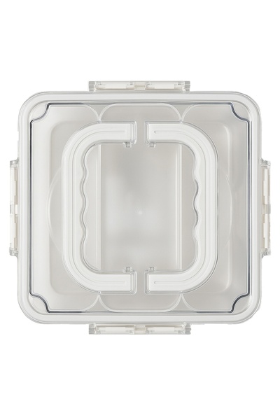 PUFO Food storage box for the refrigerator with airtight lid and 3 removable compartments, 24 x 24 cm