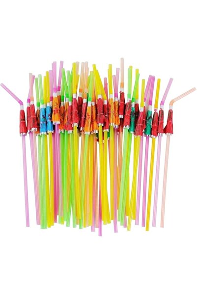 Generic 100 Umbrella Parasol Drinking Straws, Disposable Bendable Tropical Dr...