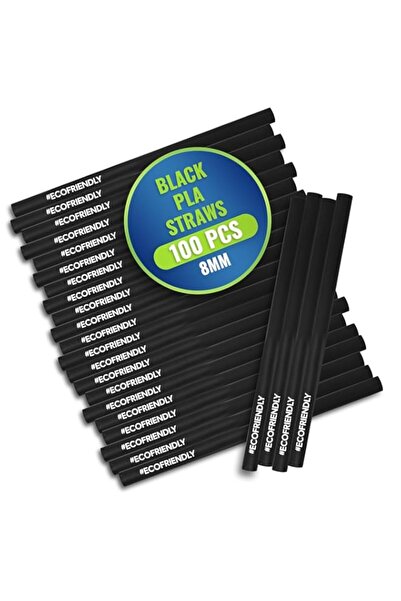 Generic SNH Packing 100 Pieces 8mm Eco Friendly Black Straw Biodegradable | Eco Friendly Straw | Compostabl