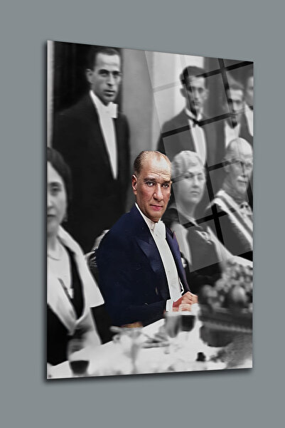 glassartdesign Pictură în sticlă de Atatürk-7 Pictură de Atatürk - Pictură Pa...