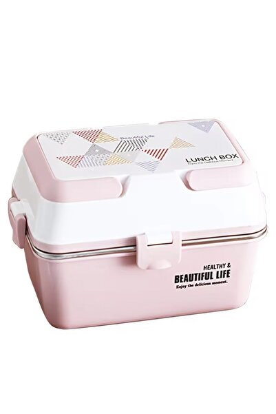 PUFO Lunch box with 3 compartments and stainless steel inner bowl, leakproof, for food, lunch, school