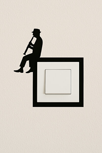 Mio Life Klarnet Çalan Adam Şekilli Dekoratif Ahşap Anahtar Priz Çerçevesi Mo...