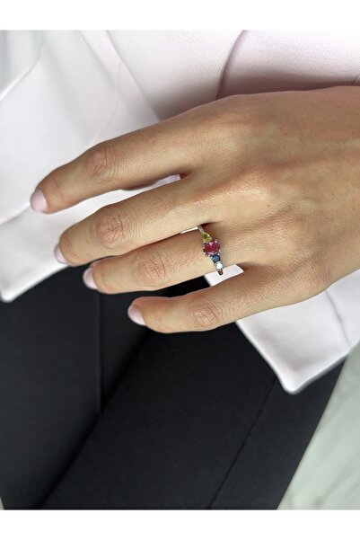 Ressia Princess Model Colorful Zircon Stone Elegant Oval Four Stone Design Ring