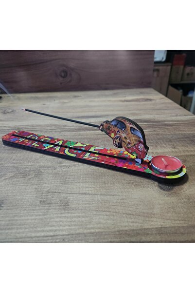 fırsatlar diyarı Ahşap Mumlu Tütsülük - Tütsü Kayığı - Peace - Hippie Vosvos ...