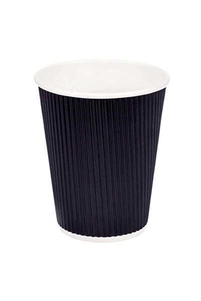 Generic Khaleej Pack Disposable Coffee Cups - Ripple Cups Black [25 Cups] 12 ...