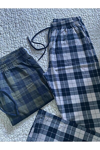 DÜVEN Medium Thick Unisex Plaid Large Square Patterned 2-Piece Pajama Bottoms / Ultra Quality Sweatpants