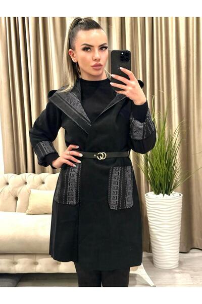 Intisimo Three Quarter Cardigan, Women, Hood, Belt, Luxury, One-Size, Black