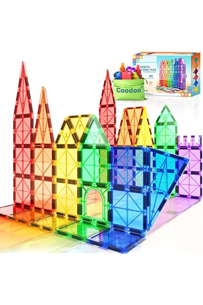 Coodoo ألعاب مكعبات مغناطيسية للأطفال، بناء للأطفال الصغار للتعليم في مرحلة م...