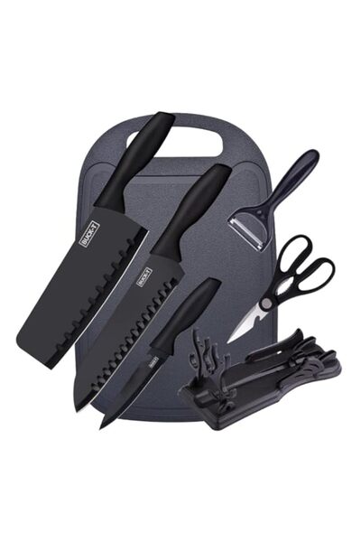 Generic 7-Piece Kitchen Knife Set with Chopping Board, Knife Block, Stainless...