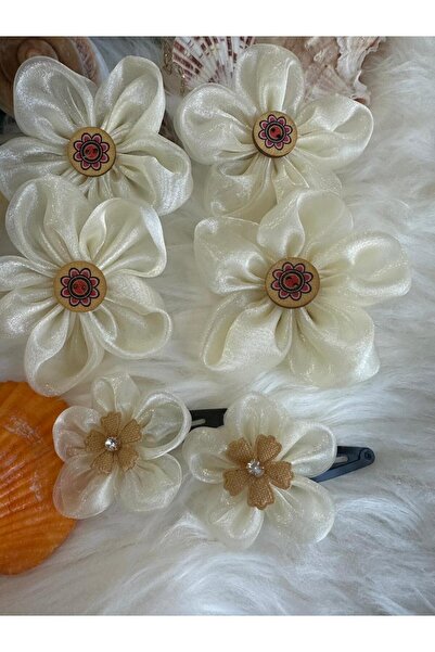 Ate j’s Creation’s Handmade 2Pairs of Organza flower Clip and 1 pair of ponytail