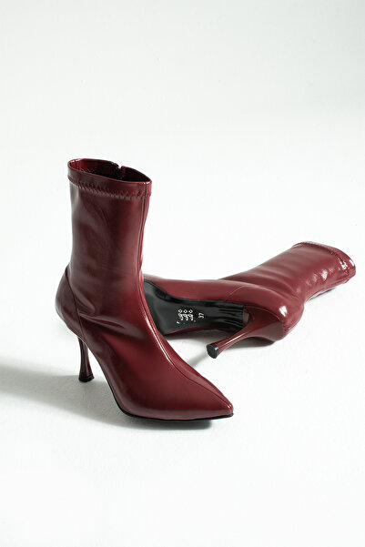 es exello Nox Kadeh Topuklu Bordo Streç Bot