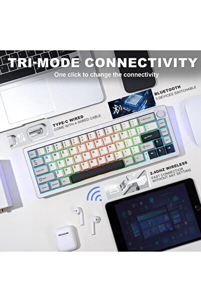 YUNZII AL66 Wireless Mechanical Keyboard, 65% Gasket-mounted, Hot-swappable, Bluetooth/2.4G/Wired, M