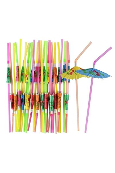 Generic CYNBHH 100Pcs Cocktail Umbrella Drinking Straw Assorted Party/BBQ/Hawaiian/Beach/Bar Theme Straws C