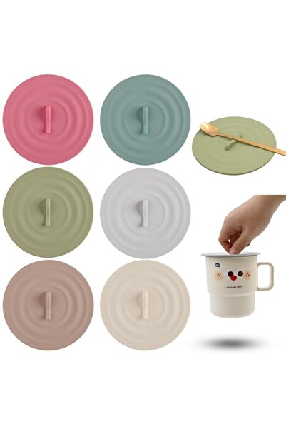 Generic GraGra 6Pcs Silicone Lids for Cups, Anti-dust Lids, Silicone Cup Cover Lids with Spoon Holders, Reu