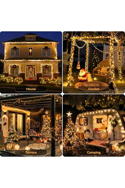 EMATTERIO Christmas Light Installation Roll Type 20m, 8 Modes, Indoor/Outdoor, Mains Powered, Warm White