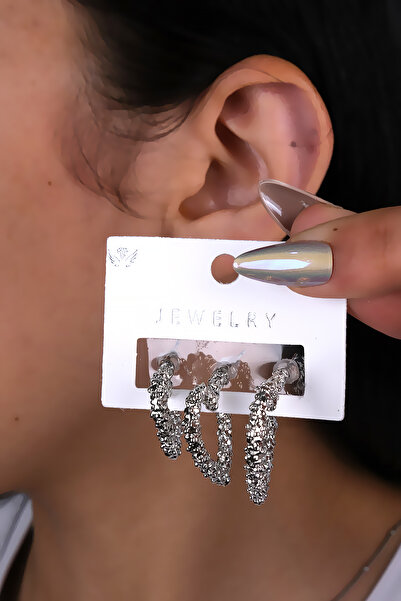 LOWEN AKSESUAR 3-Piece Heart Women's Earrings with Tassels