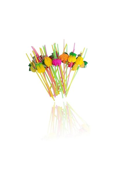 Generic Sweet seven Colorful Fruit Design Drinking Straws - 100 PCS Tropical Fruit Straws for, Milkshakes,