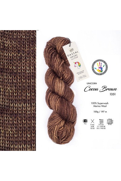 Gazzal Unicorn %100 Superwash Merino Yün – 100 g 197 m El Boyaması Örgü İpi-1...