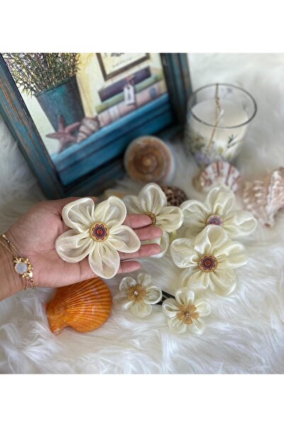 Ate j’s Creation’s Handmade 2Pairs of Organza flower Clip and 1 pair of ponytail