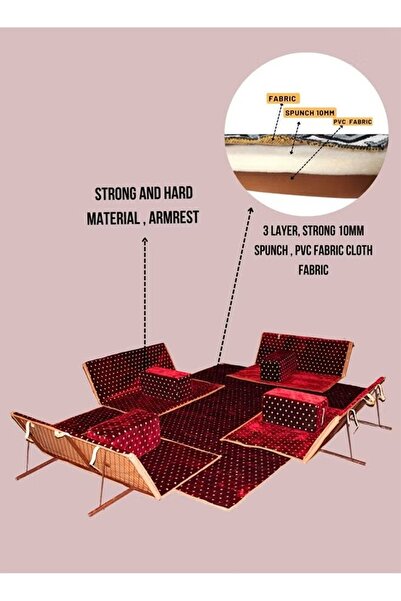 BUNCA A 9-piece camping ground set with mattresses, chairs, and a luxurious rug for 8 people for the desert and trips.